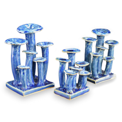 Currey & Co. Wild Blue Mushrooms Set of 3 1200-0745