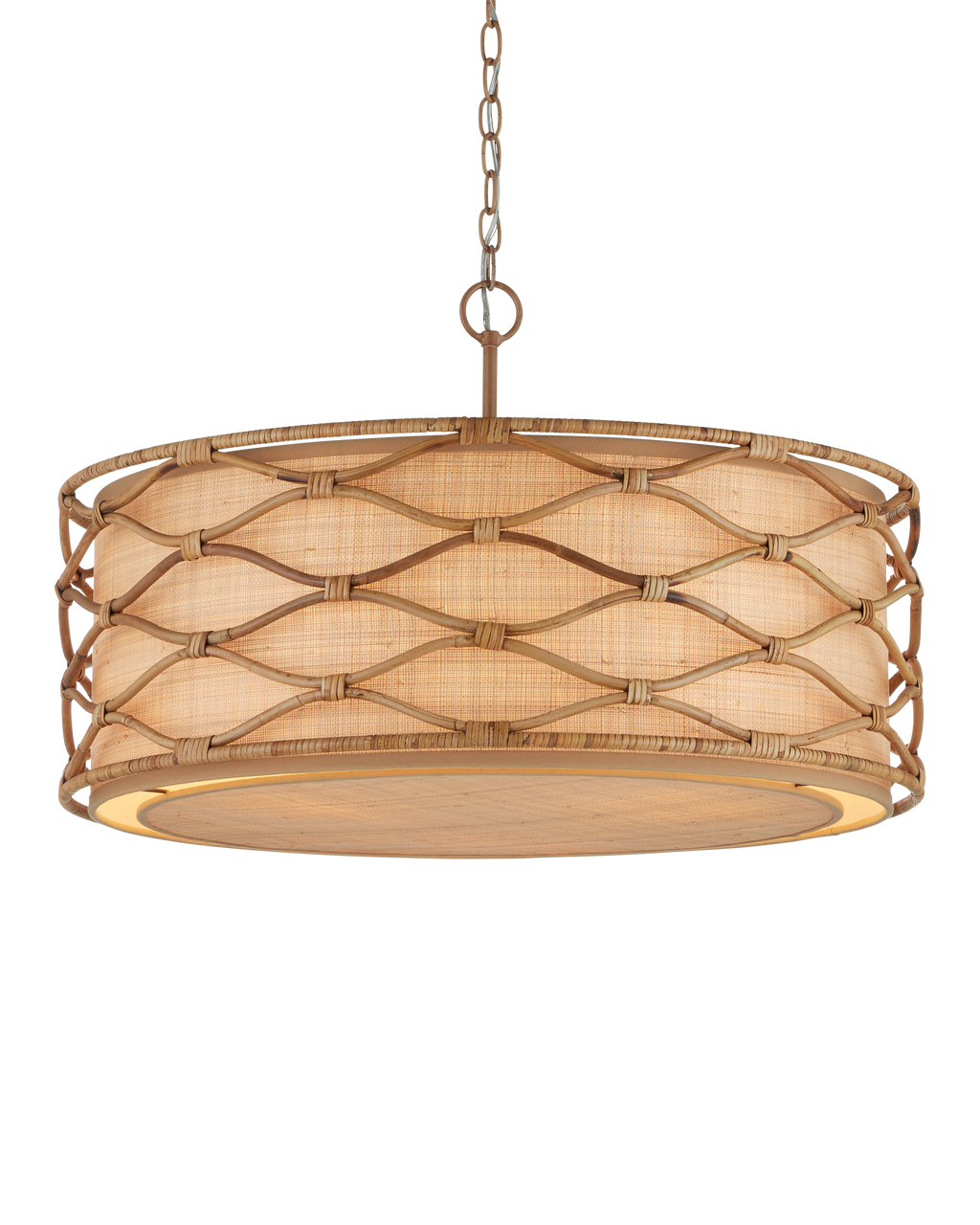 Currey & Co Partita Pendant in Saddle Tan/Natural 9000-1209