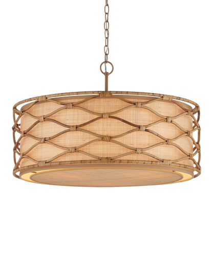 Currey & Co Partita Pendant in Saddle Tan/Natural 9000-1209