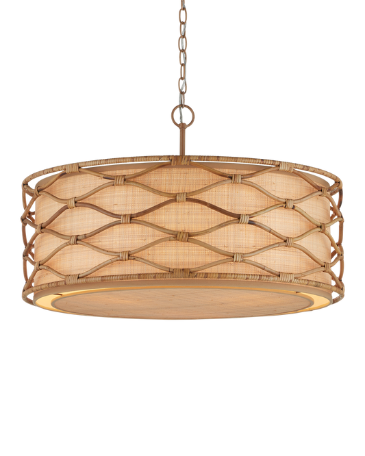 Currey & Co Partita Pendant in Saddle Tan/Natural 9000-1209