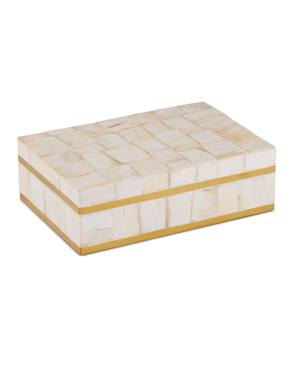 Currey & Co Casey Mother-of-Pearl Box in Natural/White/Polished Brass 1200-0907