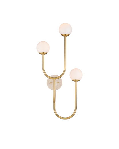 Currey & Co Highsmith Wall Sconce, Right in Brass/Natural/White 5000-0257