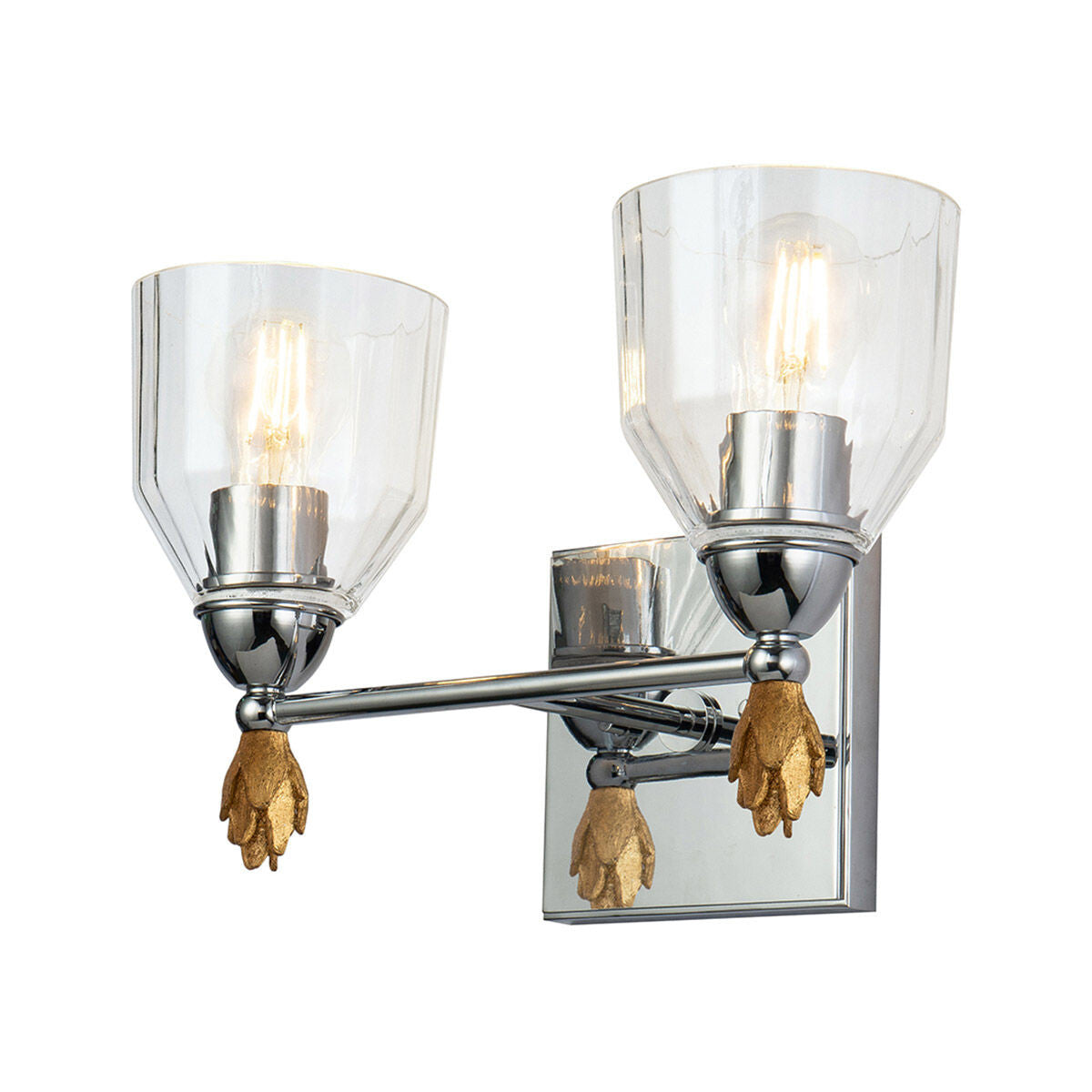 Lucas McKearn Felice 2 Light Vanity Light In Silver With Gold Accents