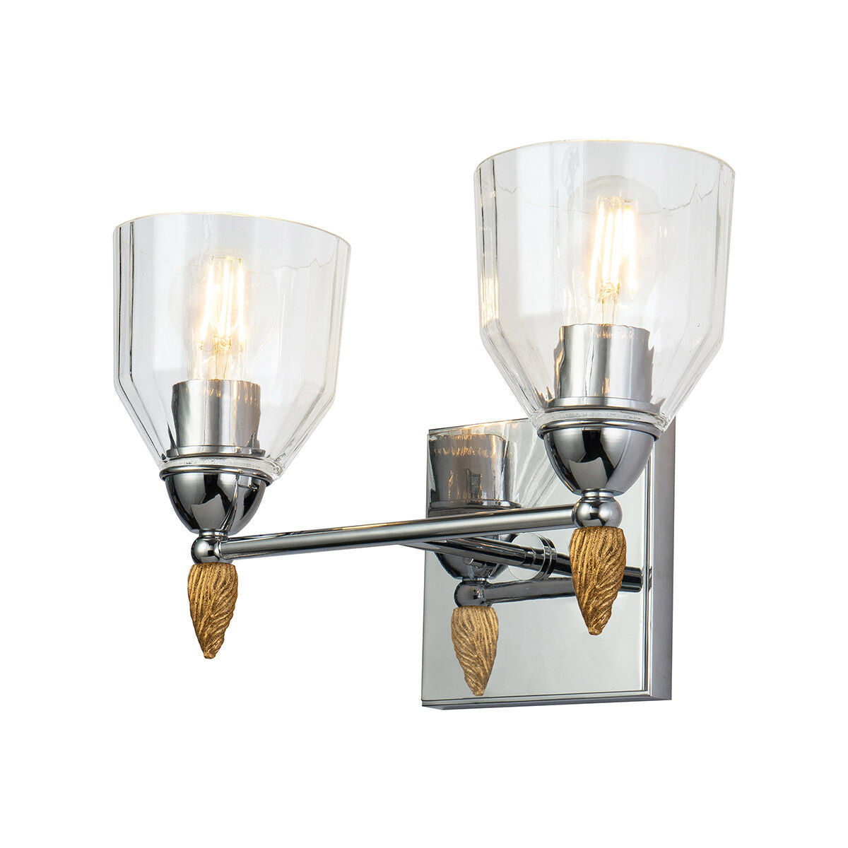 Lucas McKearn Felice 2 Light Vanity Light In Silver With Gold Accents