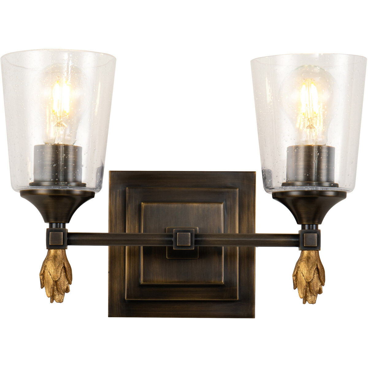 Lucas McKearn Vetiver 2-Light Dark Bronze With Gold Accents