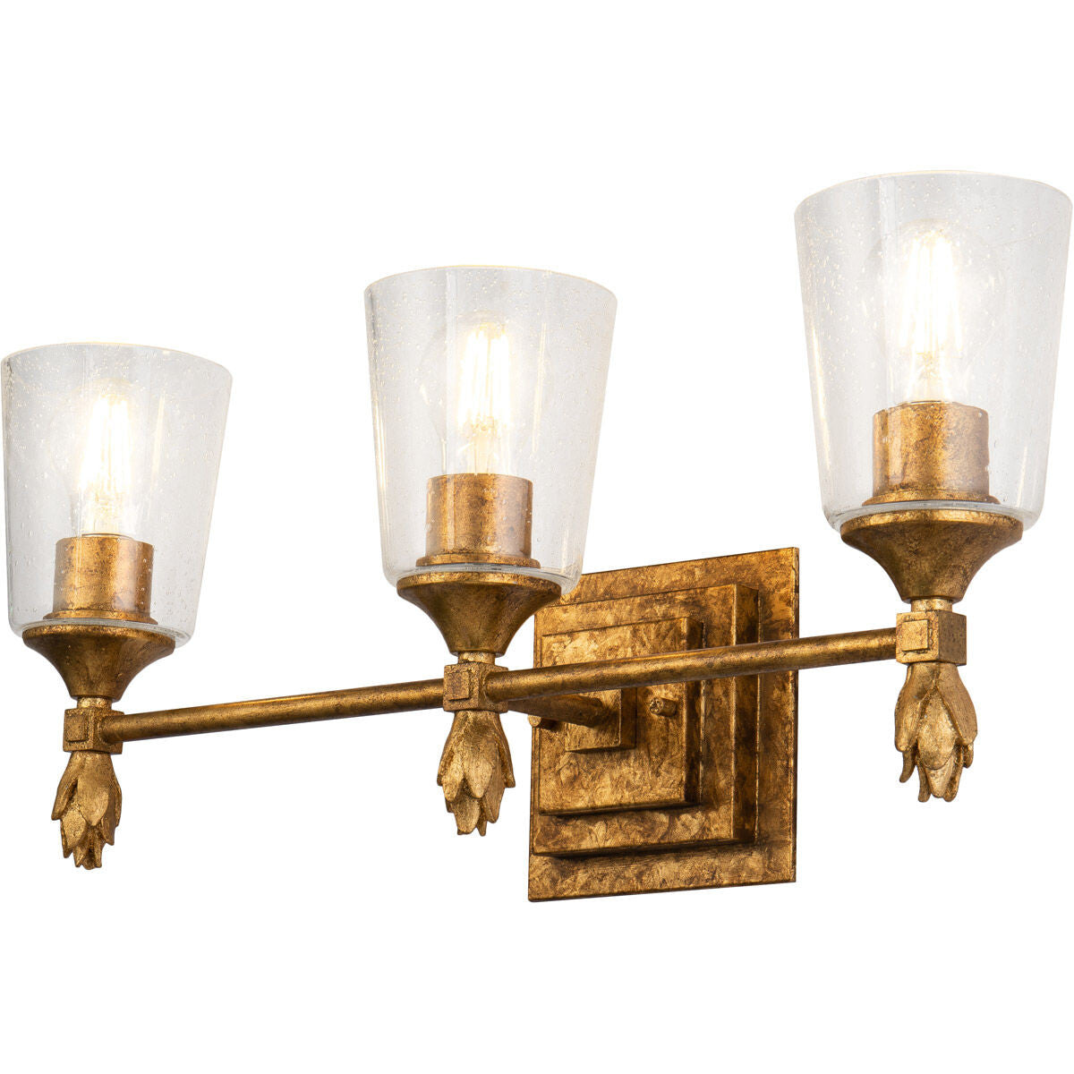 Lucas McKearn Vetiver 3 Light Vanity In Antique Gold