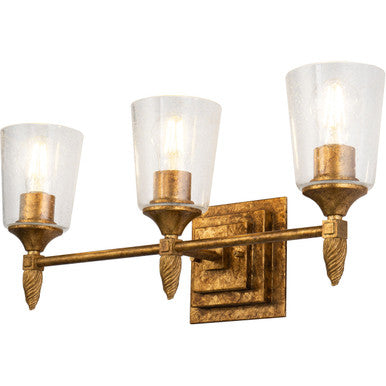 Lucas McKearn Vetiver 3 Light Vanity In Antique Gold