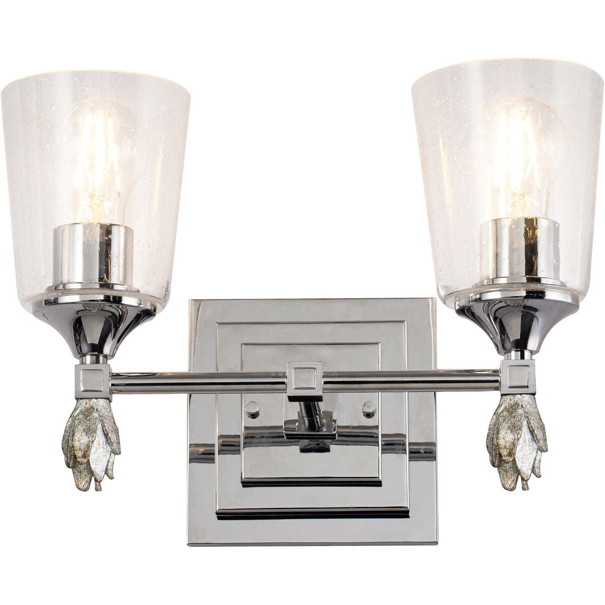 Lucas McKearn Vetiver 2 Light Vanity Light In Silver With Gold Accents