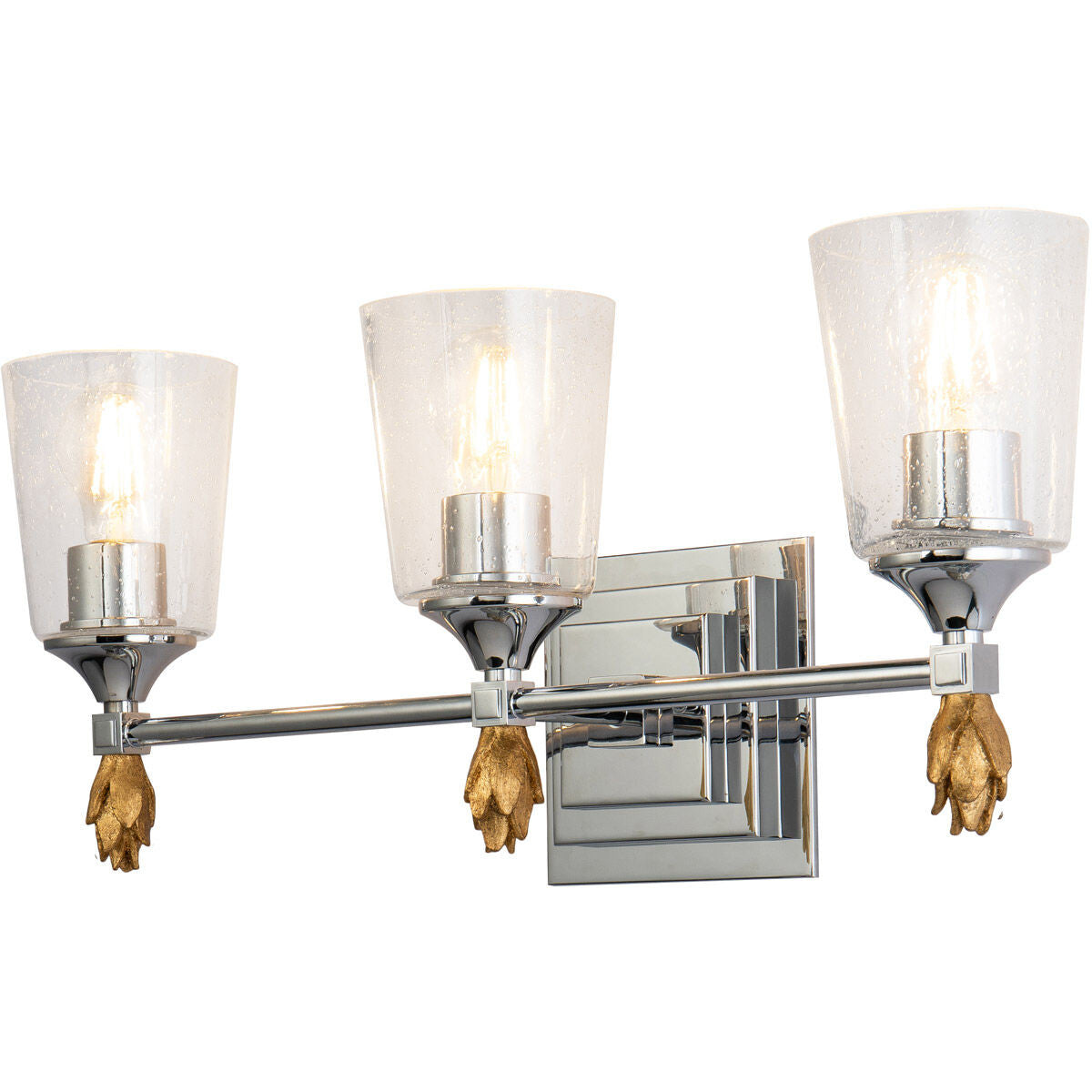 Lucas McKearn Vetiver 3 Light Vanity In Silver With Gold Accents