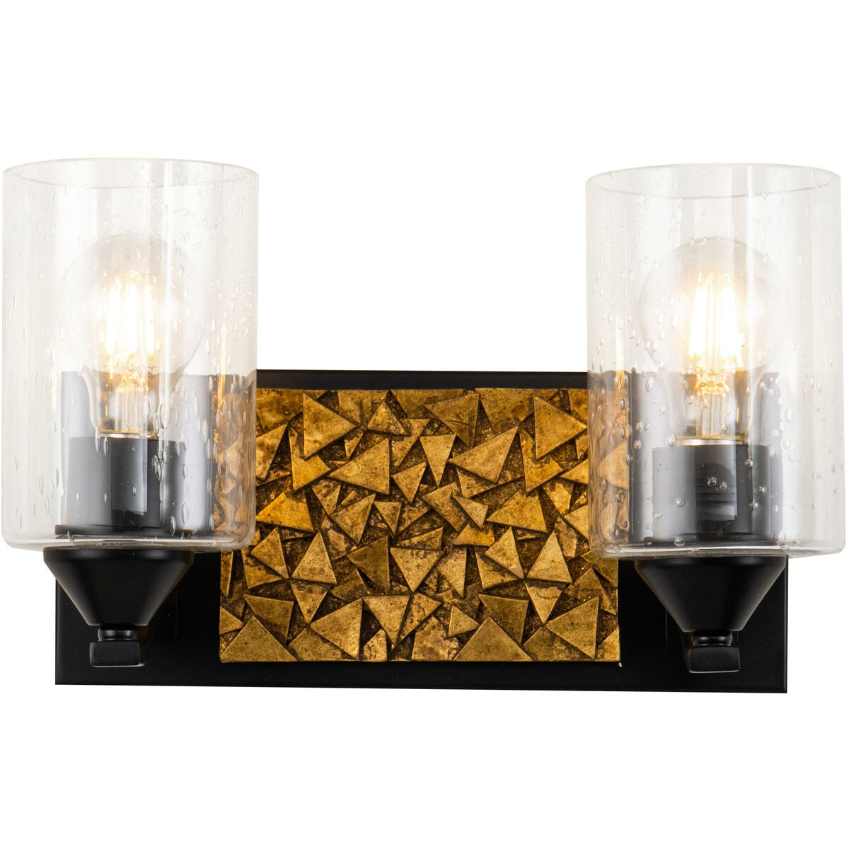 Lucas McKearn Bocage 2 Light Matte Black Bath Bar With Gold Accent