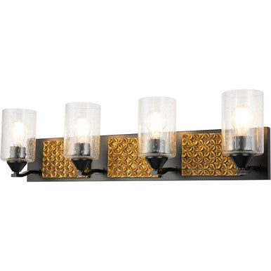 Lucas McKearn Arcadia 4 Light Bath Bar In Black And Gold