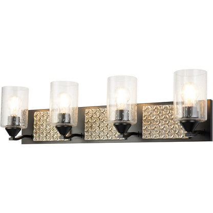 Lucas McKearn Arcadia 4 Light Bath Bar In Black And Silver