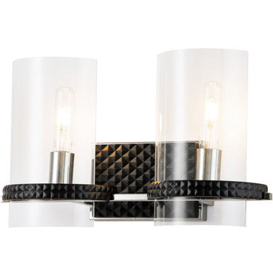 Lucas McKearn Mazant 2 Light Vanity Bath Bar In Chrome And Black