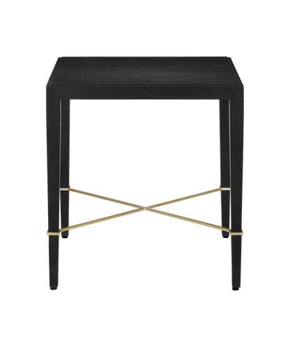 Currey & Co. Verona Black Linen End Table 3000-0296