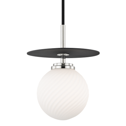 Mitzi 1 Light Pendant in Polished Nickel/Black H200701S-PN/BK