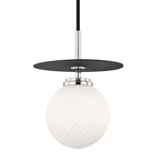 Mitzi 1 Light Pendant in Polished Nickel/Black H200701S-PN/BK