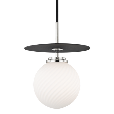 Mitzi 1 Light Pendant in Polished Nickel/Black H200701S-PN/BK