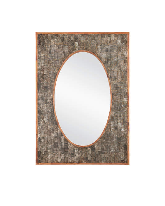 Currey & Co Ebba Rectangular Mirror in Natural/Mirror 1000-0155