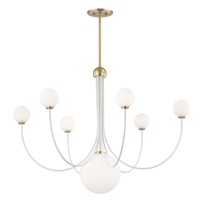 Mitzi 7 Light Chandelier in Aged Brass/Soft Off White H234807-AGB/WH