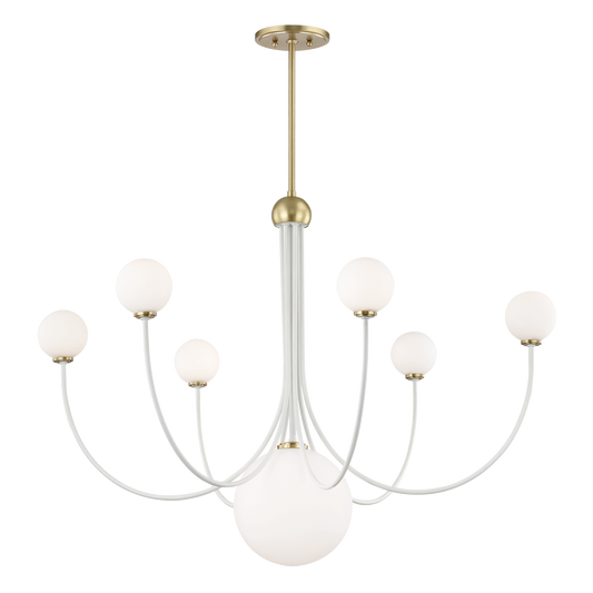 Mitzi 7 Light Chandelier in Aged Brass/Soft Off White H234807-AGB/WH