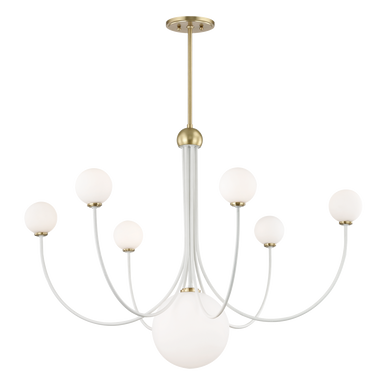 Mitzi 7 Light Chandelier in Aged Brass/Soft Off White H234807-AGB/WH