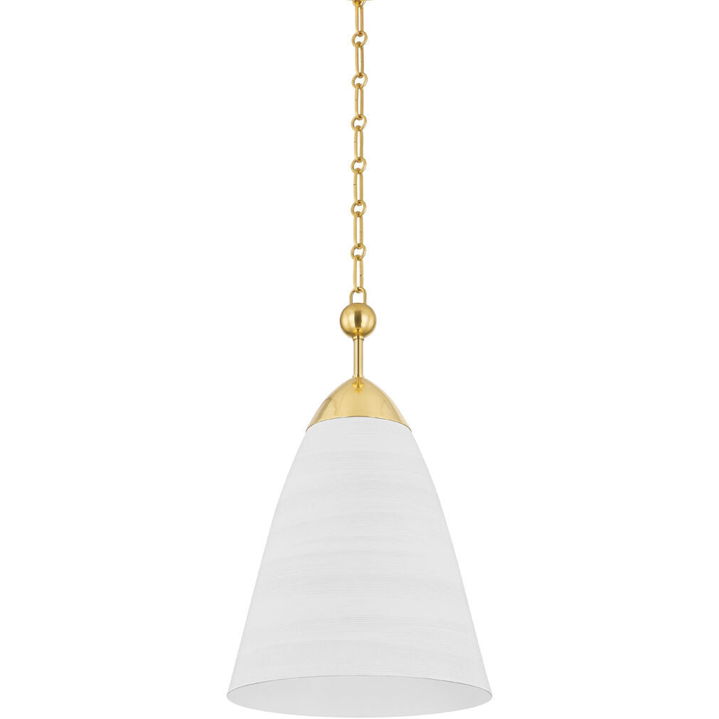 Hudson Valley Lighting Bronson Pendant in Aged Brass/white Plaster BKO1500-AGB/WP