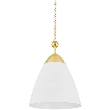 Hudson Valley Lighting Bronson Pendant in Aged Brass/white Plaster BKO1501-AGB/WP