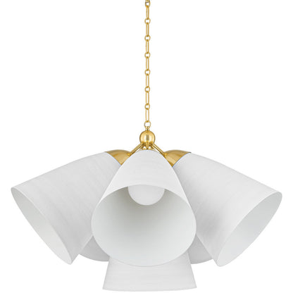 Hudson Valley Lighting Bronson Chandelier in Aged Brass/white Plaster BKO1502-AGB/WP