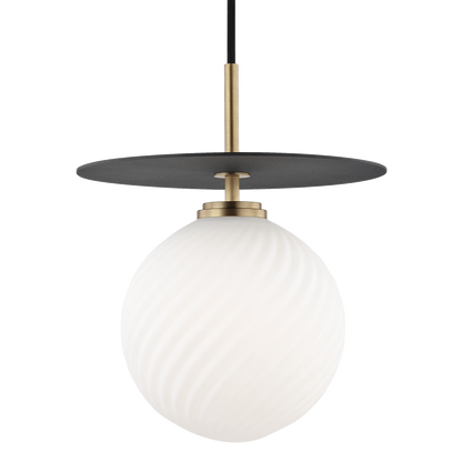 Mitzi 1 Light Pendant in Aged Brass/Black H200701L-AGB/BK