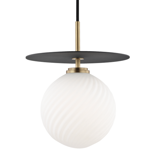 Mitzi 1 Light Pendant in Aged Brass/Black H200701L-AGB/BK