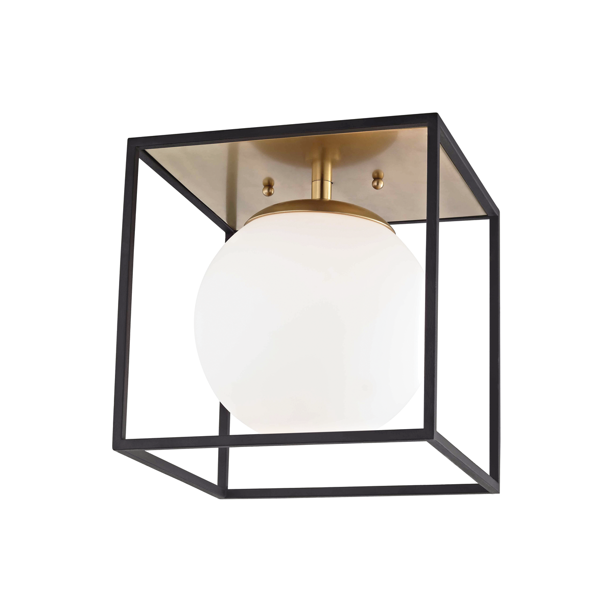 Mitzi 1 Light Flush Mount in Aged Brass/Black H141501L-AGB/BK