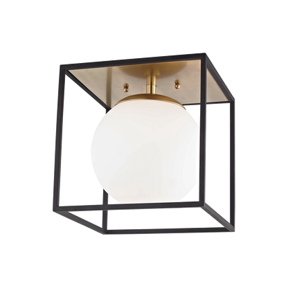 Mitzi 1 Light Flush Mount in Aged Brass/Black H141501L-AGB/BK