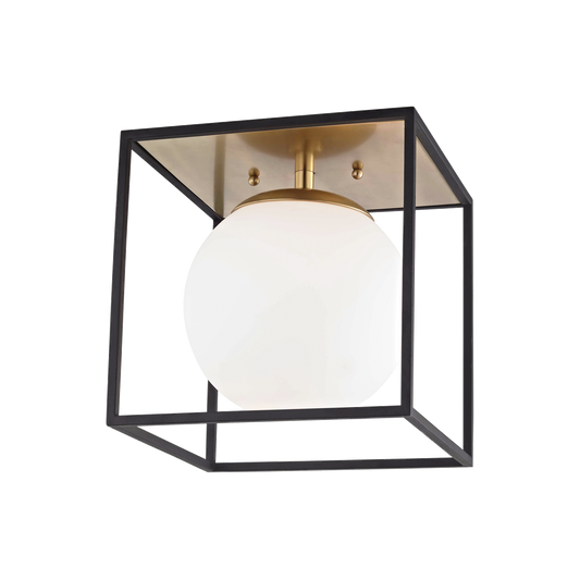 Mitzi 1 Light Flush Mount in Aged Brass/Black H141501L-AGB/BK