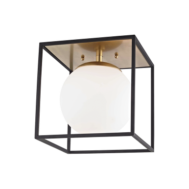 Mitzi 1 Light Flush Mount in Aged Brass/Black H141501L-AGB/BK