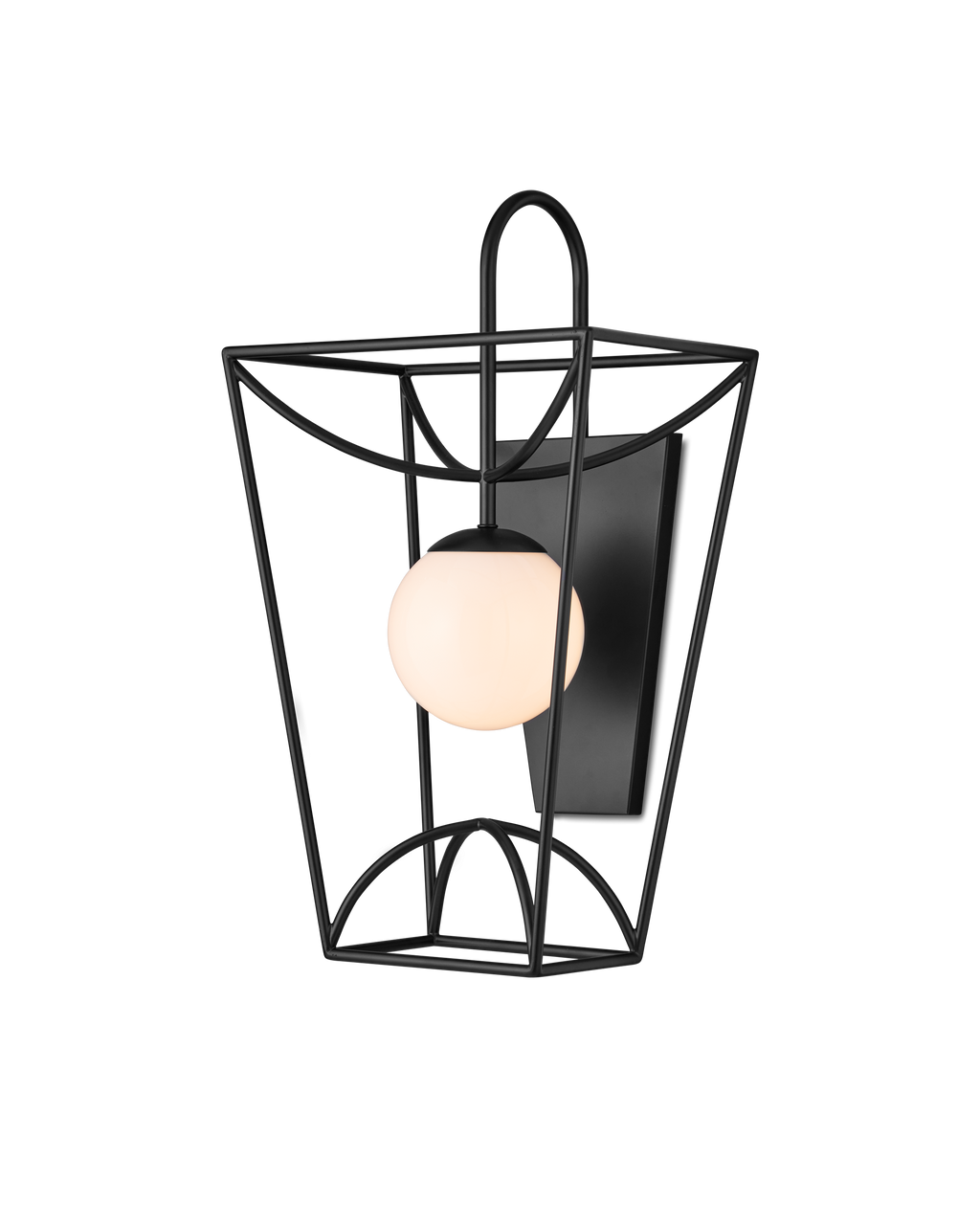 Currey & Co Rochefort Small Wall Sconce in Black/White 5500-0045