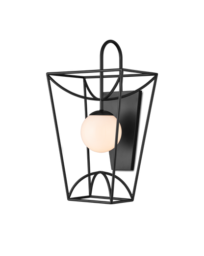 Currey & Co Rochefort Small Wall Sconce in Black/White 5500-0045