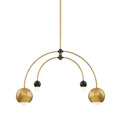 Mitzi 4 Light Chandelier in Aged Brass/Black H348804-AGB/BK