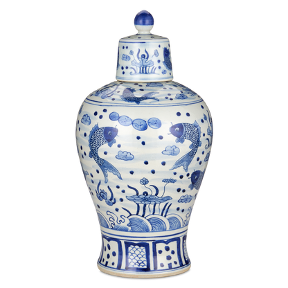 Currey & Co. South Sea Blue & White Meiping Medium Jar 1200-0842