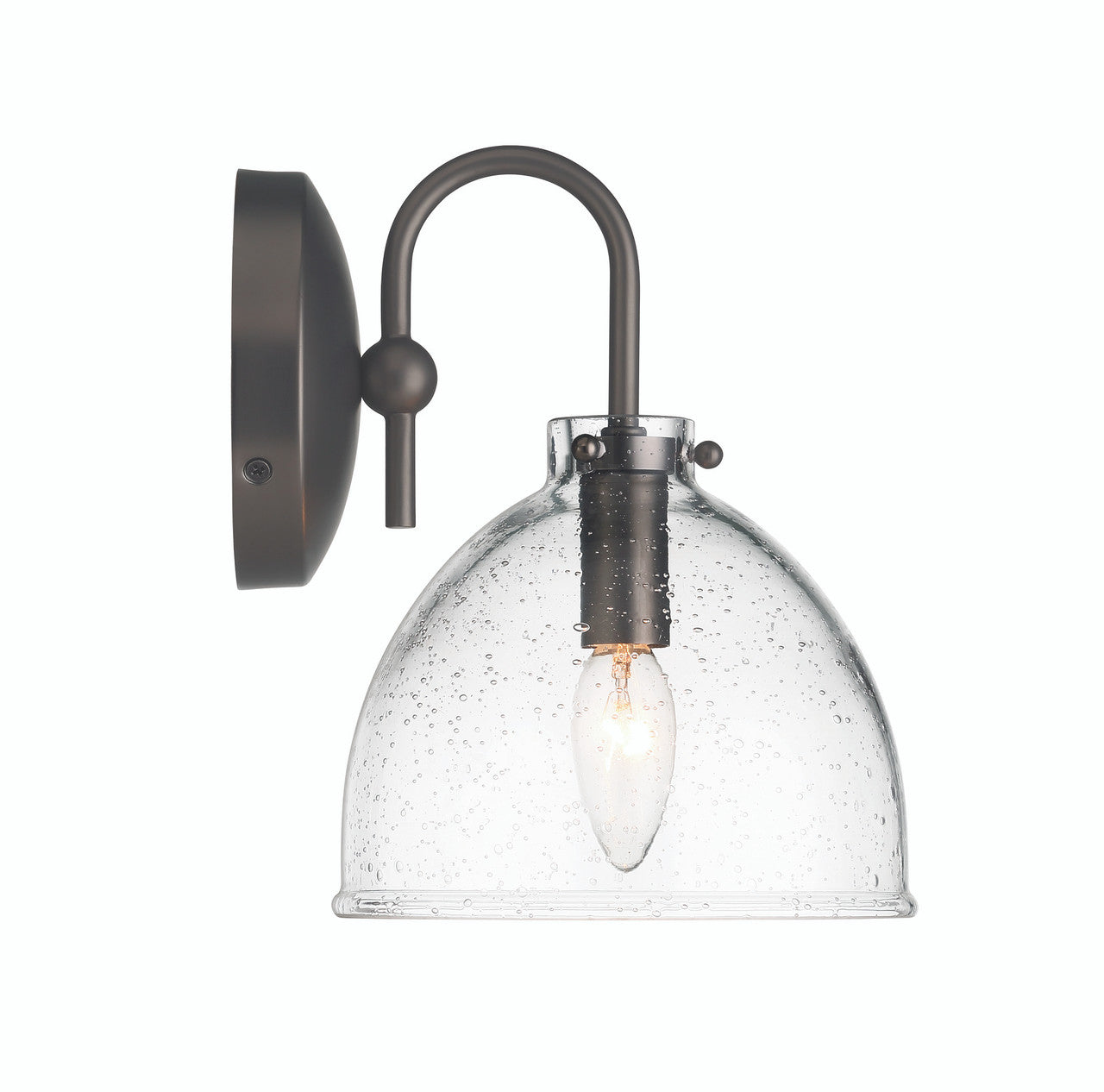 Lumanity Lighting Quinn Seeded Glass 7" Dome Dark Bronze Wall Sconce Light in Dark Bronze  L050-0002