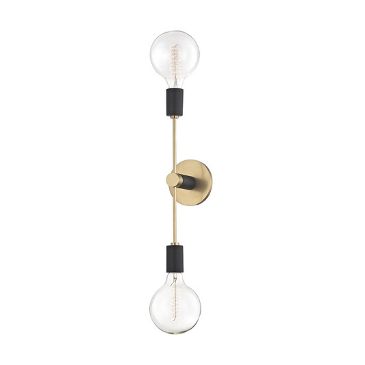 Mitzi 2 Light Wall Sconce in Aged Brass/Black H178102-AGB/BK