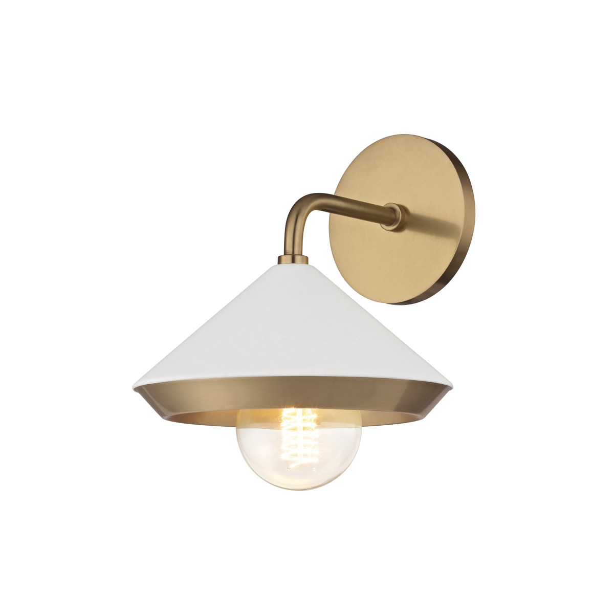 Mitzi 1 Light Wall Sconce in Aged Brass/Soft Off White H139101-AGB/WH