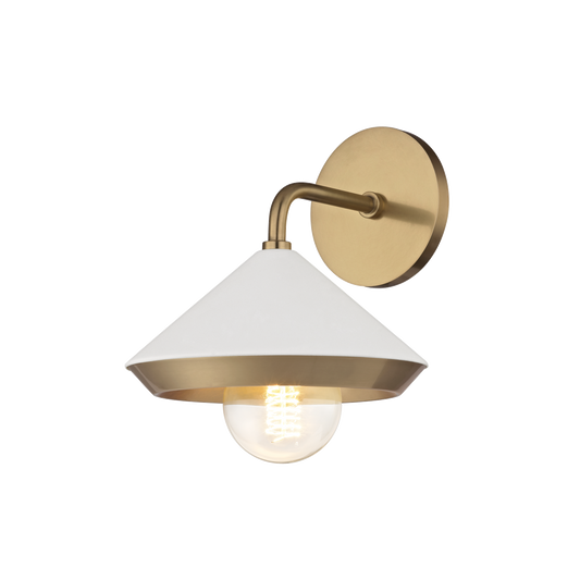 Mitzi 1 Light Wall Sconce in Aged Brass/Soft Off White H139101-AGB/WH