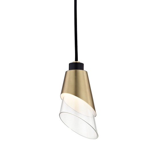 Mitzi 1 Light Pendant in Aged Brass/Black H130701-AGB/BK