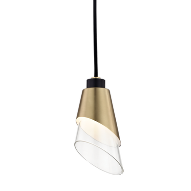 Mitzi 1 Light Pendant in Aged Brass/Black H130701-AGB/BK