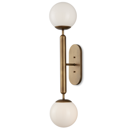 Currey & Co. Barbican 2-Light Brass Wall Sconce 5800-0034