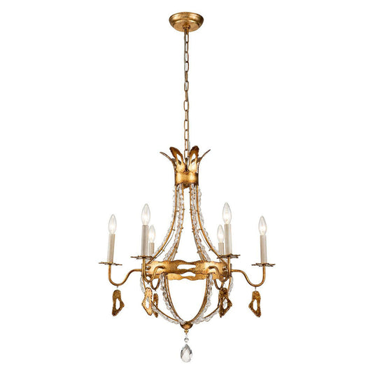 Lucas McKearn Monteleone 6 Light Chandelier in Antique Gold