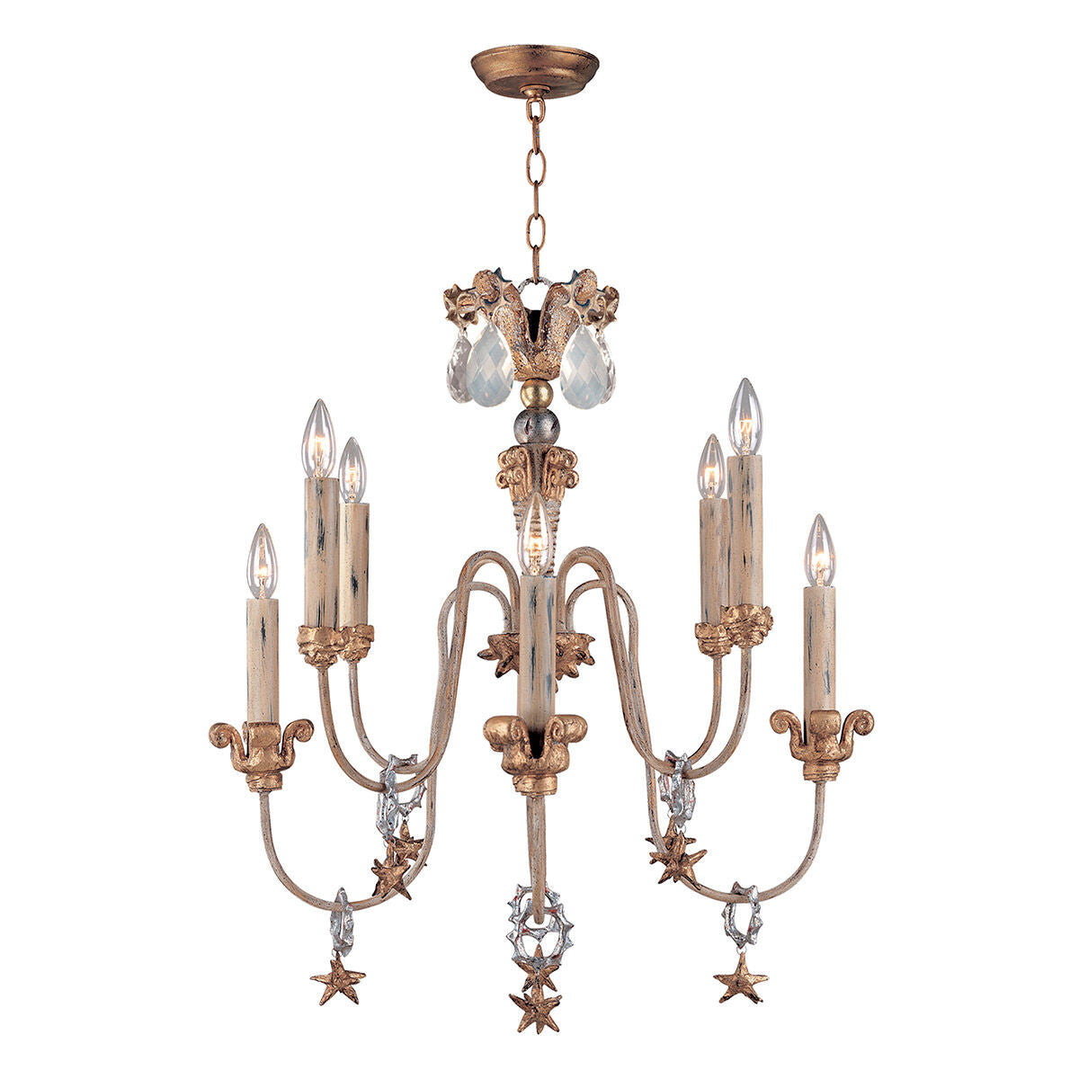 Lucas McKearn Mignon 8 Light  Two-tier Antique Gold Chandelier