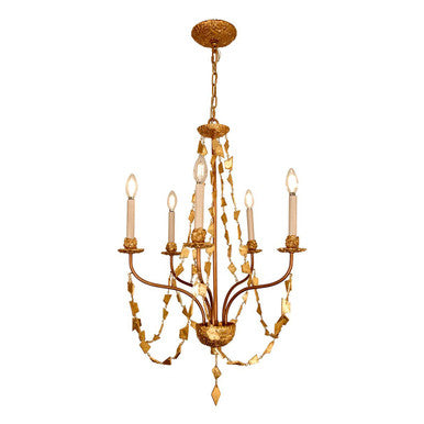 Lucas McKearn Mosaic 5 Light mini chandelier in Antique Gold