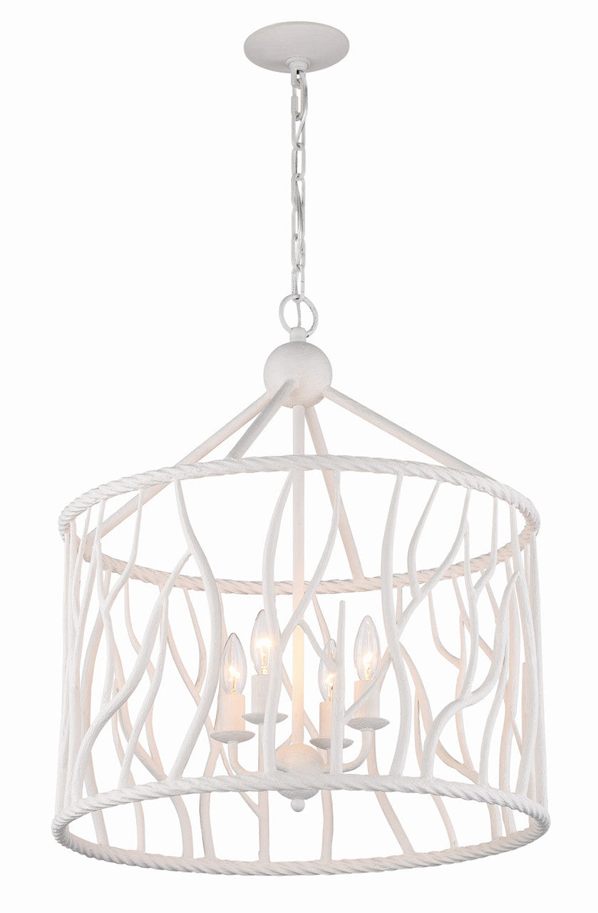 Lumanity Lighting Havershire 4-Light White Statement Chandelier in White Gesso  L098-0033