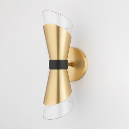 Mitzi 2 Light Wall Sconce in Aged Brass/Black H130102-AGB/BK